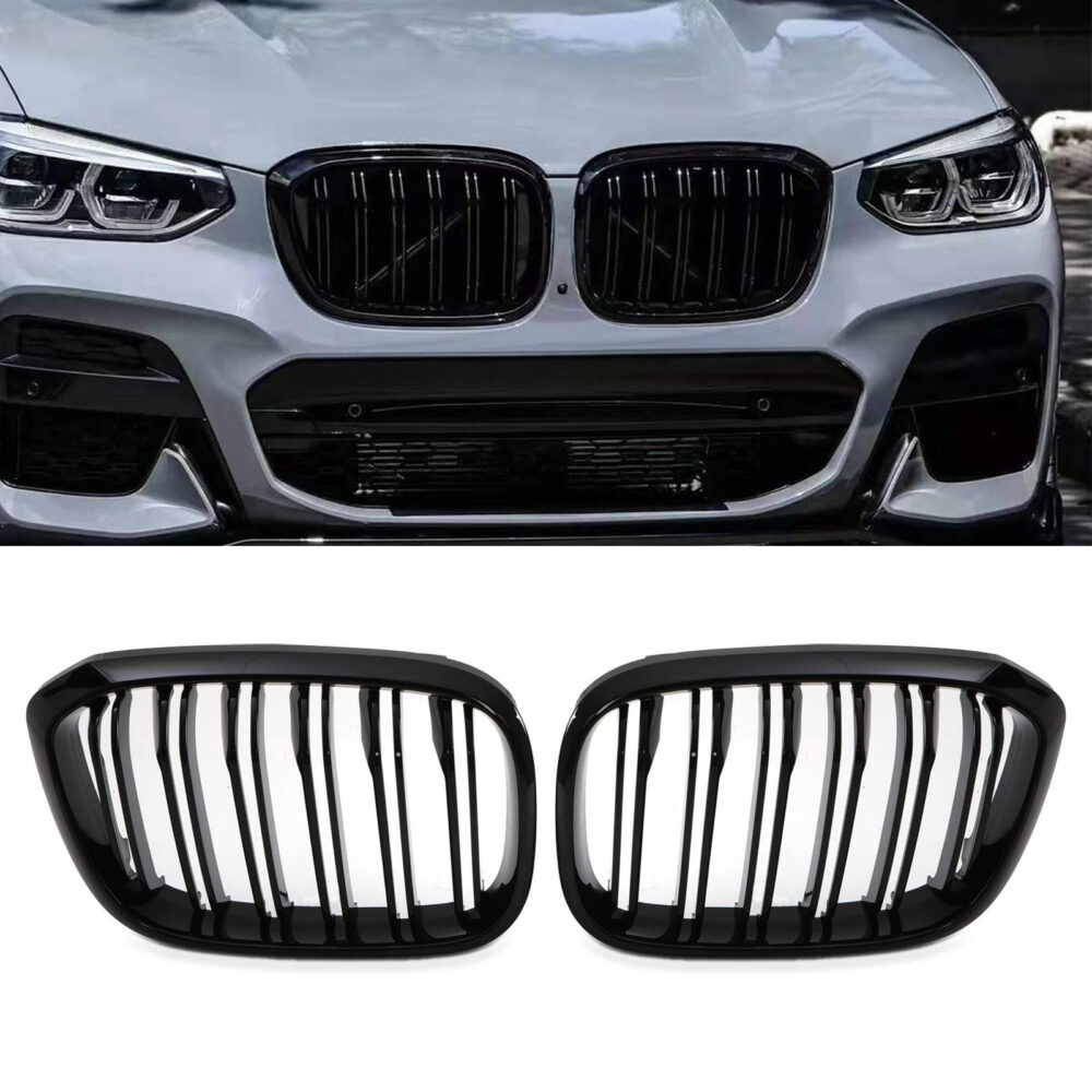 BMW G01 X3 G02 X4 dvigubos juodos blizgios grotelės 2018-2021
